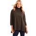 Plus Size Women's One+Only Mock-Neck Tunic by June+Vie in Chocolate (Size 26/28)