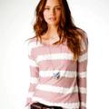 American Eagle Outfitters Sweaters | American Eagle Outfitters Pink & White Striped Sweater With Lace Detailing Xs | Color: Pink/White | Size: Xs