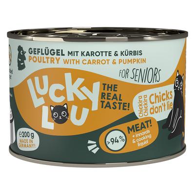 24x 200g Lucky Lou Lifestage Senior Geflügel Katzenfutter nass