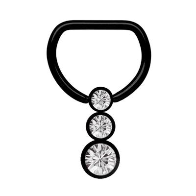 Brustwarzenpiercing ADELIA´S "Piercing Brustpiercing", Damen, transparent (klar), Stahl, modisch, Piercings, Stahl - Klemm-Brustring PVD schwarz mit Steinkugeln