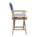 Solid Teak Director's Chair In Sanded Finish with Navy & White Cushion Seat Covers - Whitecap 61045