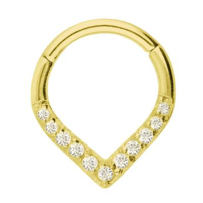 Dehnschnecke ADELIA´S "Piercing Ohrpiercing", Damen, gold, Chirurgiestahl, modisch, Piercings, Mit vielen klaren gefassten Steinen in 1,2 mm Stärke
