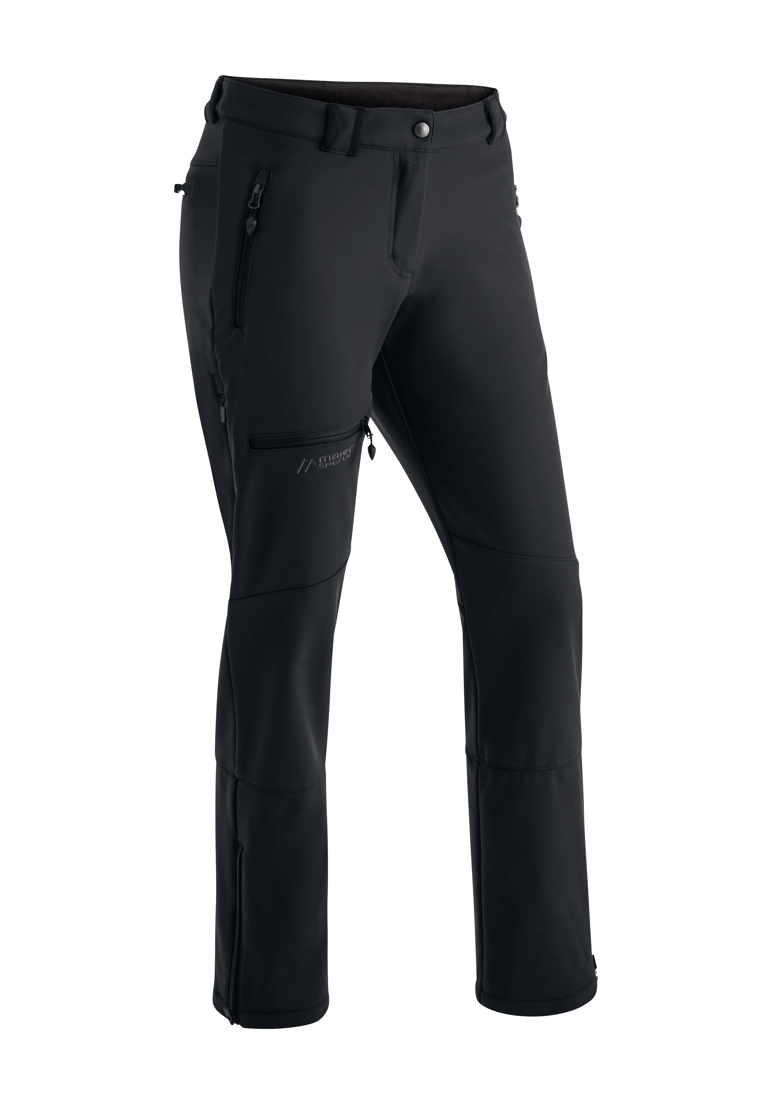 Softshellhose MAIER SPORTS "Adakit W", Damen, Gr. 40, Normalgrößen, schwarz, Vorderseite: 92% Polyester, 8% Elasthan / Rückseite: 100% Polyester, Hosen, Damen Trekkinghose, atmungsaktive Outdoorhose, Regular Fit Image