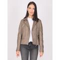 Lederjacke MAZE "4202129" Gr. L, grau (taupe) Damen Jacken Lederjacken