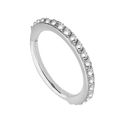 Dehnschnecke ADELIA´S "Piercing Ohrpiercing", Damen, silber, Chirurgiestahl, modisch, Piercings, Mit vielen gefassten Steinen, vertikal