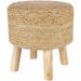 Tagaytay 17"H x 18"W x 18"D Stool Jute Brown/Tan/Wood/Dark Red/Camel Ottoman - Hauteloom