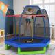 223 cm Kindertrampolin mit Sicherheitsnetz, Freizeittrampolin mit Federauflage und Sprungmatte,