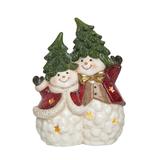 Transpac Ceramic 9 in. Multicolored Christmas Light Up Tree Snowman Decor