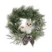 Transpac Foam 24.41 in. Green Christmas Acorn and Snowy Owl Wreath