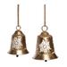 Transpac Metal 9 in. Gold Christmas Snowflakes Bells Set of 2