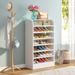 Shoe Cabinet for Entryway, 8-Tier Tall Shoe Shelf Shoes Rack Organizer, Wooden Shoe Storage Cabinet for Hallway, Closet