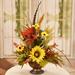 Primrue Mixed Floral Arrangement in Vase Faux Silk in Orange/Yellow | 15 H x 10 W x 7 D in | Wayfair E642A804330643BBBA516A2C62F3D4A7