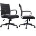 Ebern Designs Mikkia Mid Back Ribbed Ergonomic Conference Chair Aluminum/Upholstered in Black/Brown | 37 H x 24 W x 24 D in | Wayfair