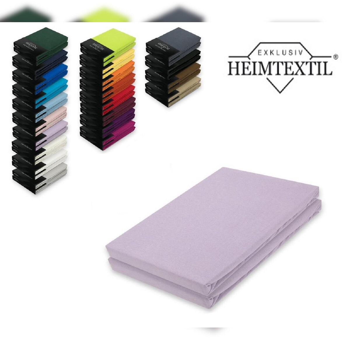 EXKLUSIV HEIMTEXTIL Marke Jersey Spannbettlaken Doppelpack Rundumgummizug 90 - 100 x 200 cm Flieder Image