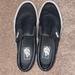 Vans Shoes | Black Leather Slip On Vans | Color: Black/White | Size: 9.5