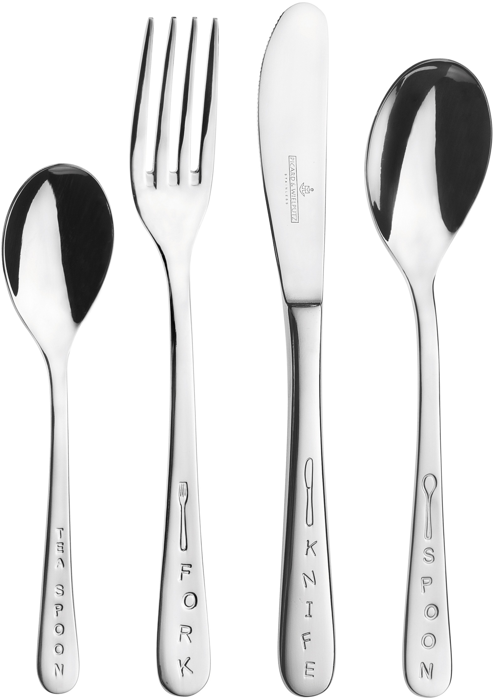 Kinderbesteck "6171 Kids", silber (silberfarben), 4 Stk., Chromnickelstahl 18/10, PICARD & WIELPÜTZ SOLINGEN, Essbesteck-Sets, Made in Germany Image