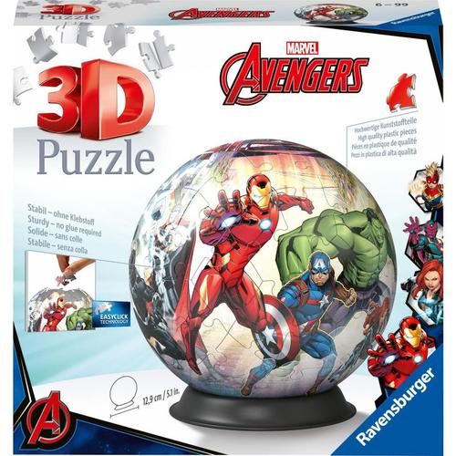 3D Puzzle 11496 - Puzzle-Ball Avengers - 72 Teile - Puzzle-Ball Superhelden und Marvel-Fans Kinder