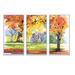 Winston Porter Autumn Park Yellow Trees Watercolor - 3 Piece Floater Frame Painting on Canvas Canvas, Wood in White | 28 H x 36 W x 1 D in | Wayfair