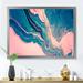 Wrought Studio™ Luxury Emerald & Pink Marbled Flow Art - Modern Canvas Wall Decor Metal in Blue/Green/Pink | 44 H x 34 W x 1.5 D in | Wayfair