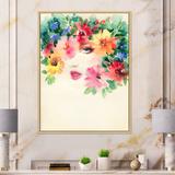 House of Hampton® Beige Floral Woman Portrait Iii - Glam Canvas Wall Decor Canvas in Green/Red/White | 12 H x 8 W x 1 D in | Wayfair