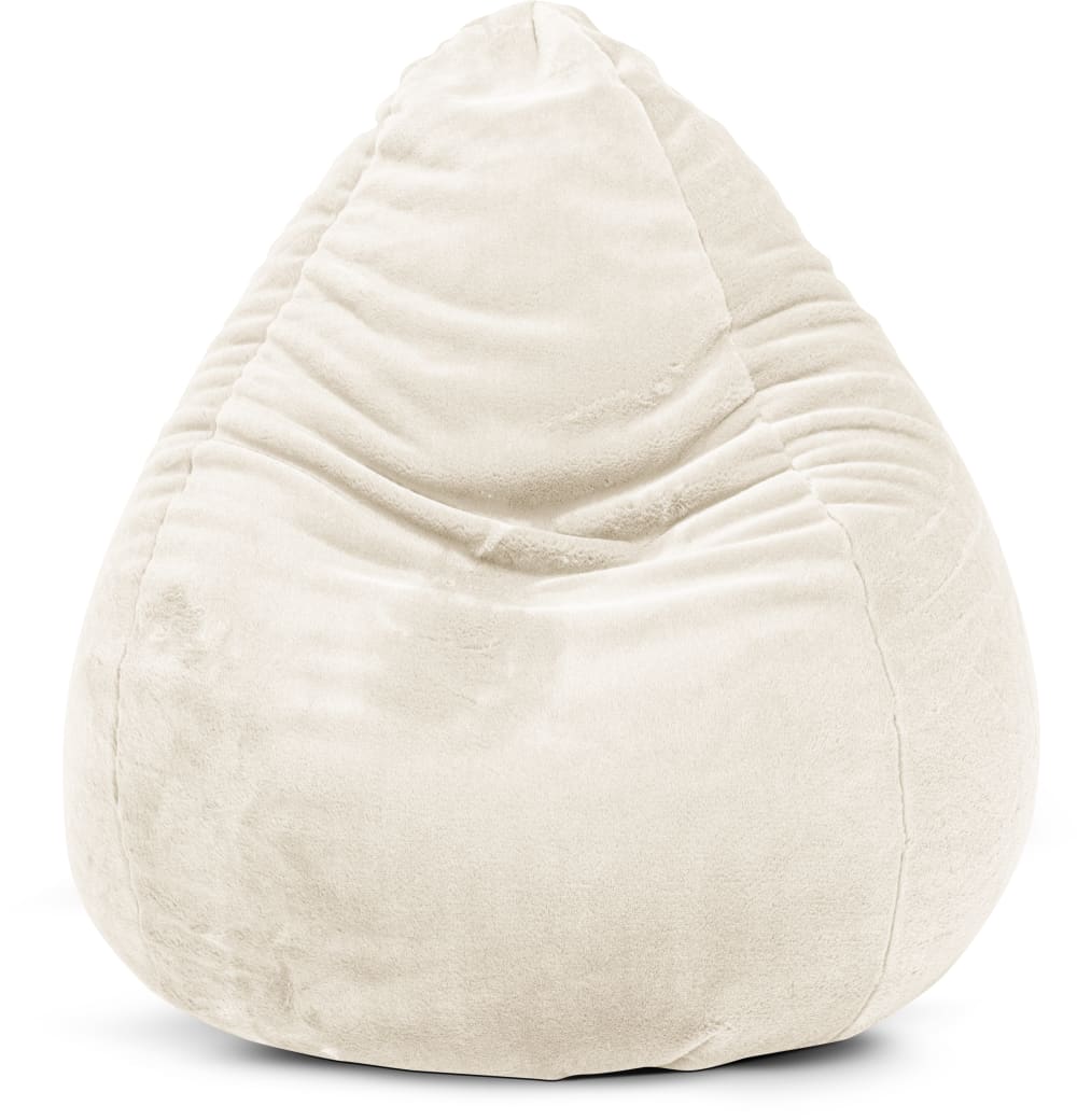 Pouf poire XL d'intérieur fourrure douce beige 70x110cm