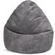 Pouf poire XXL d'intérieur velours grosse cote anthracite 80x130cm