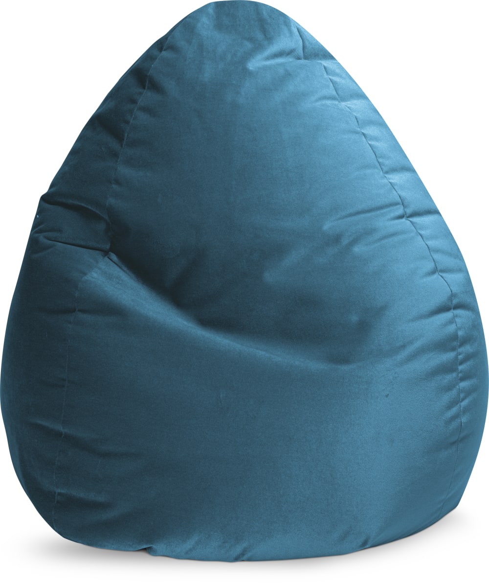 Pouf poire XXL d'intérieur aspect velours pétrole 80x130cm