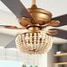 Quinn 52" 3-Light Rustic Farmhouse Iron/Wood Bead Mobile-App/Remote-Controlled LED Ceiling Fan, by JONATHAN Y