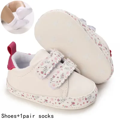 VALEN SINA – chaussettes souples pour bébé fille chaussures de sport blanches à la mode pour les