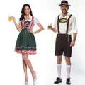 Robe Dirndl d'Oktoberfest de Bavière avec bretelles pour hommes et femmes tenue de carnaval de