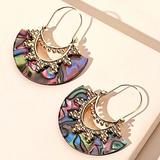 Anthropologie Jewelry | Last! Gold Abalone Style Geo Hoop Earrings | Color: Gold/Silver | Size: Os