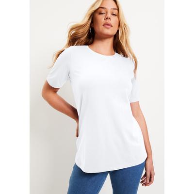 Plus Size Women's Short-Sleeve Crewneck One + Only Tee by June+Vie in White (Size 26/28)