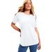 Plus Size Women's Short-Sleeve Crewneck One + Only Tee by June+Vie in White (Size 26/28)