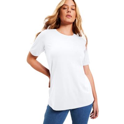 Plus Size Women's Short-Sleeve Crewneck One + Only Tee by June+Vie in White (Size 10/12)