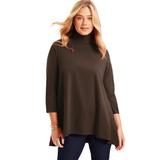 Plus Size Women's One+Only Mock-Neck Tunic by June+Vie in Chocolate (Size 14/16)