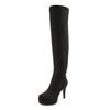 Overkneestiefel "High-Heel-Stiefellette mit Plateau", Damen, Gr. 40, schwarz, Obermaterial: 100% Textilmaterial. Futter: 100% Textilmaterial. Decksohle: 100% Lederimitat. Laufsohle: 100% Synthetik, LASCANA BELLE AFFAIRE, unifarben, sexy, Schuhe High...