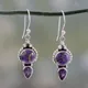 Boucles d'oreilles Vintage en argent Turquoise bijoux longs à crochet imitation violet naturel