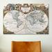 Fleur De Lis Living Antique Maps Antique Double Hemisphere Map Of The World - Graphic Art Print on Canvas, in Brown/Green/White | Wayfair