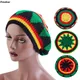 Béret avec des feuilles multicolores pour hommes et femmes bonnet jamaïcain Rasta couvre-chef en
