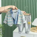 Vêtements de printemps et d'automne pour enfants 3 pièces/ensemble chemise et pantalon pour bébés