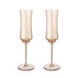 Twine Tulip Champagne Flutes, Gold Amber Tinted Drinking Tumblers Stemmed Prosecco Or Sparkling Wine es, Yellow Brown, 7 Oz, Set Of 2 | Wayfair