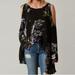 Free People Tops | Free People Clear Skies Black Floral Print Cold Shoulder Tunic / Mini Dress | Color: Black | Size: Xs