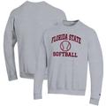 Men's Champion Gray Florida State Seminoles Softball Icon Crewneck Pullover Sweatshirt