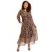 Plus Size Women's Tiered Lorelai Maxi Dress by June+Vie in Natural Cheetah (Size 10/12)