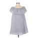 Mink Pink Casual Dress - A-Line Off The Shoulder Short Sleeve: Blue Print Dresses - Women's Size Small