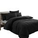 TEXTILER Teddy Fleece Duvet Set Double-Black Teddy Bear Bedding Sets, Thermal bedding with Fluffy Pillow Covers, Double Duvet Cover Sets (Black, Double)