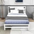 Winston Porter Full Size Wooden Platform Bed w/ Trundle Wood in White | 39 H x 57 W x 78 D in | Wayfair C44E428D6E01452494072DC6DB679B15