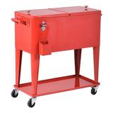 F4 80 Qt. Sturdy Rolling Cooler, Stainless Steel in Red | 34 H x 15 W x 31 D in | Wayfair RMZR1760