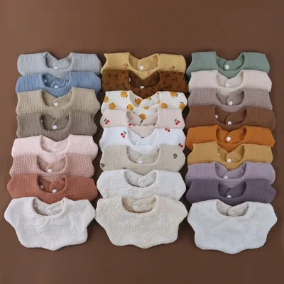 Bavoirs en mousseline de coton pour bébés Rotation à 360 degrés motifs de fleurs vêtements