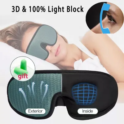 Masque de sommeil 3D bloquant la lumière 100% aide à la relaxation couvre-yeux nuit de sommeil